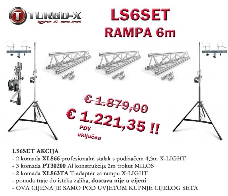 LS6SET Aluminijska rampa 6m sa stalcima X-LIGHT