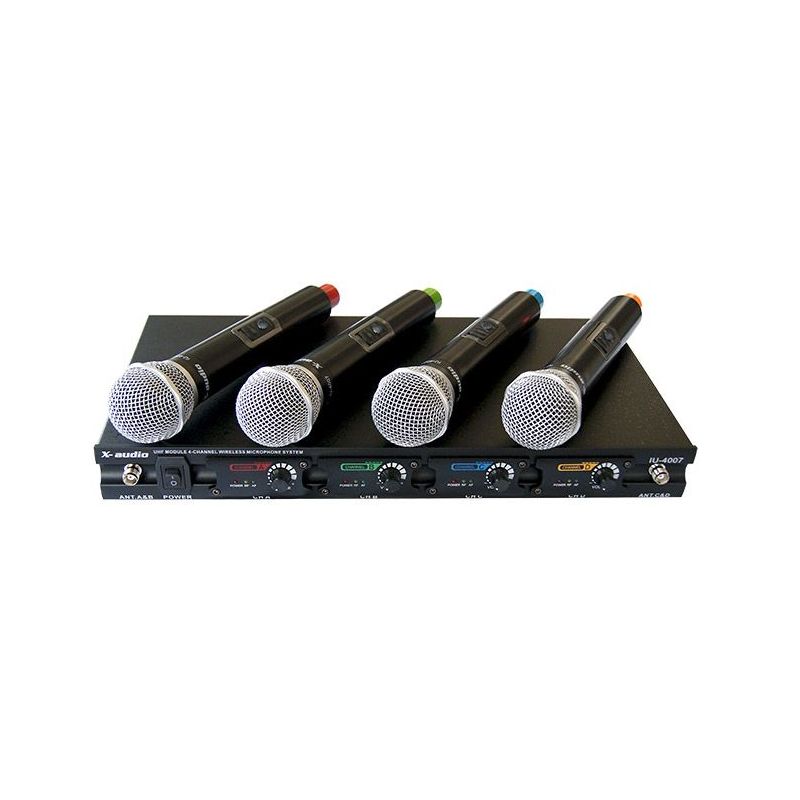 Bežični UHF set 4 mikrofona, fiksne freq. (625,15/631,75/693,65/696,65 MHz) X-AUDIO Cijena Akcija