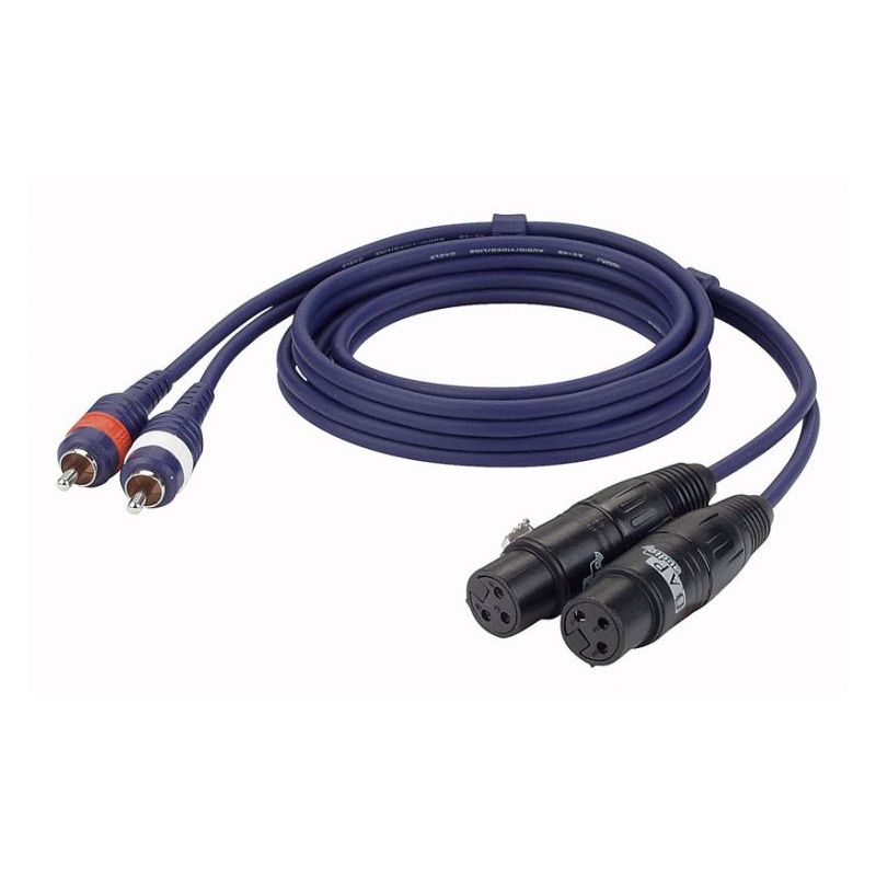 Kabel 3 mtr 2x XLR ženski/2x RCA DAP
