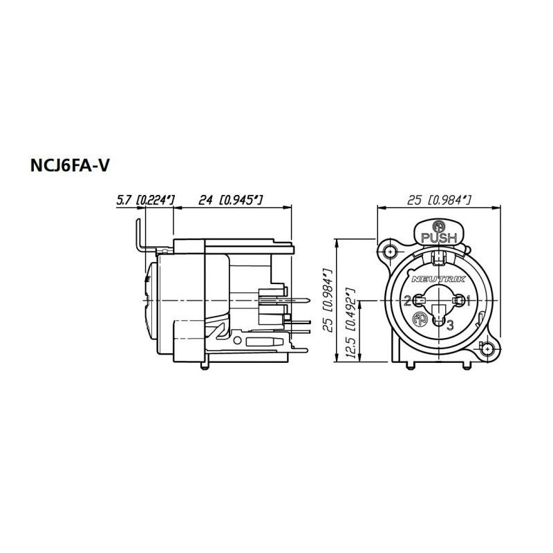 Kombinirani ženski XLR/banana konektor NCJ6FA-V za tiskanu pločicu NEUTRIK Cijena