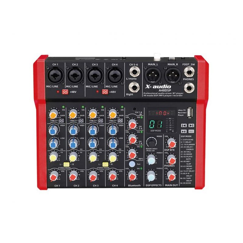 Mikser s DSP efektom 4 XLR + 2 stereo MP3/USB/BT/audio interface X-AUDIO Cijena