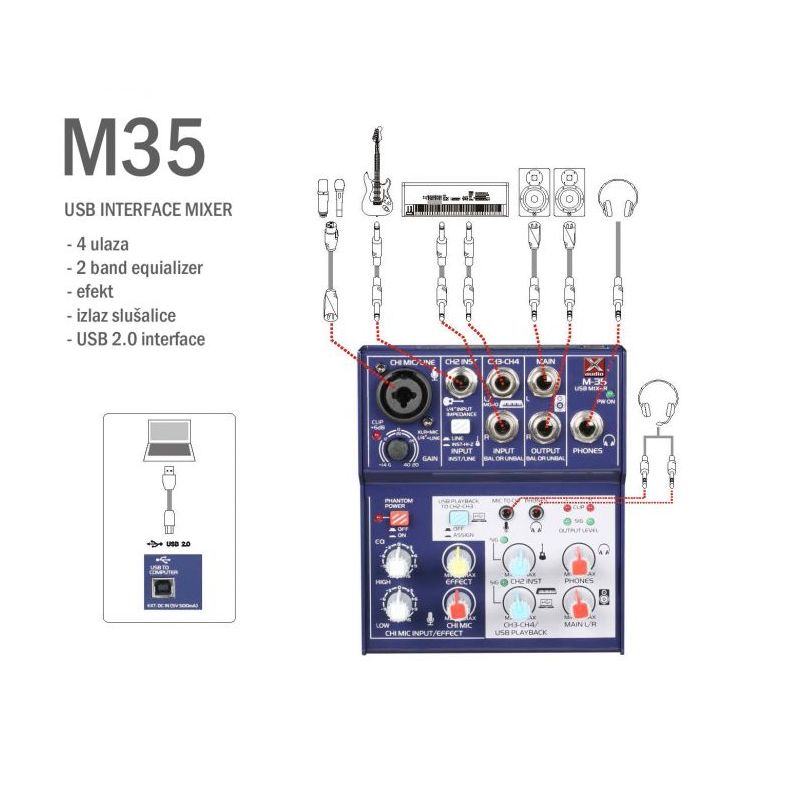 USB mini mikser M-35 X-AUDIO Cijena