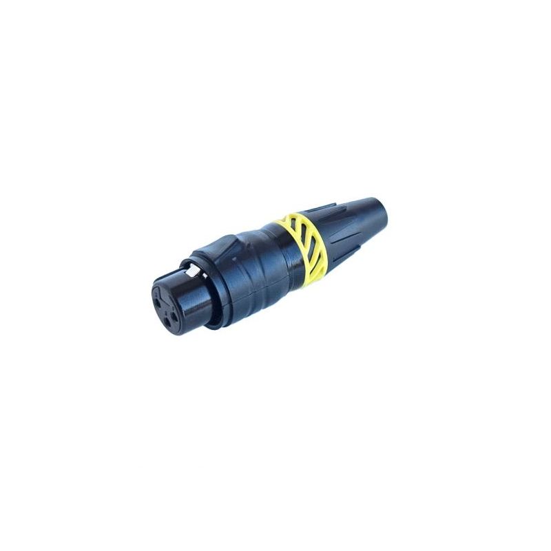 XLR konektor PCWF3-B ženski 3-polni crni IP-65 zlatni kontakti X-AUDIO Cijena