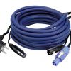 AUDIO Powersignal kabel 10mtr šuko/Powercon-XLR M/Ž DAP